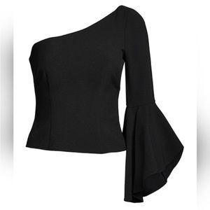 NWT Eliza J One Shoulder Fitted Top with Bell Sleeve